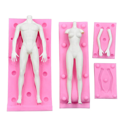 3D Doll Body Silicone Mold Fondant Chocolate Cake Decorating Tool DIY Clay Soft Pottery Doll Human Body Hand and Feet Mold