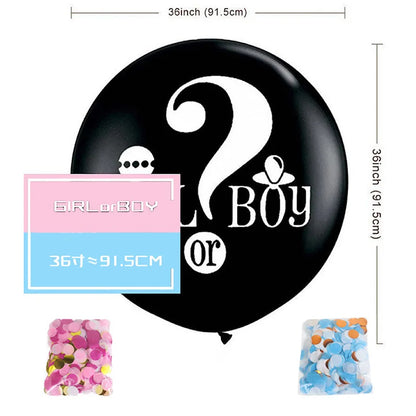 1 Set Giant Boy Or Girl Gender Reveal Black Latex Baby Shower Confetti Ballons