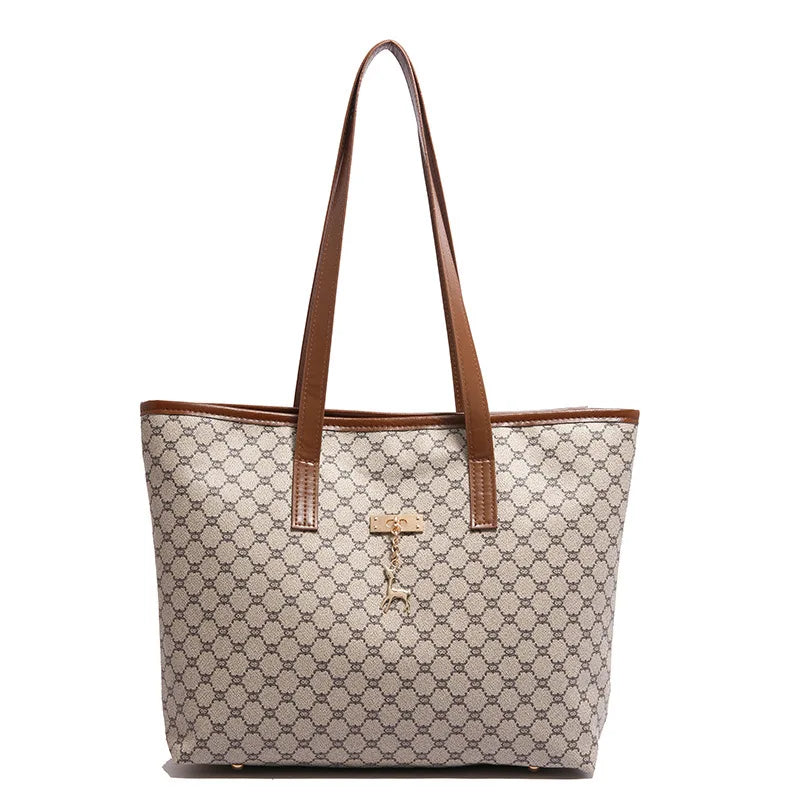 Classic Women Tote Bag, Synthetic Leather Geometric Design for Women Handbag Shoulder Bag, Large Capacity Shopping Travel Bag
