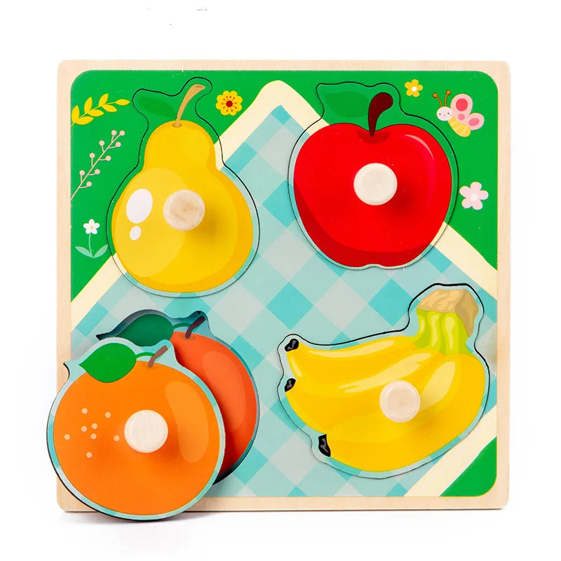 Baby Wooden Puzzles Montessori Toys 1 2 Years Toddler Toys Hand Grab Board Alphabet Number Cognition Learning Educational Toys