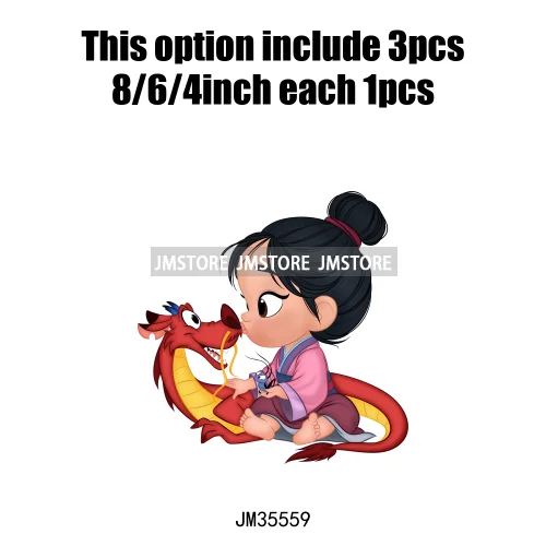 Love Cute Cartoon Little Baby Princess Girls Character Iron on DTF Transfers Washable Stickers Ready to Press for Clothes Bags