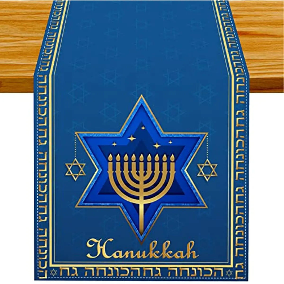 Hanukkah Menorah Table Runner – Star of David Holiday Home Décor