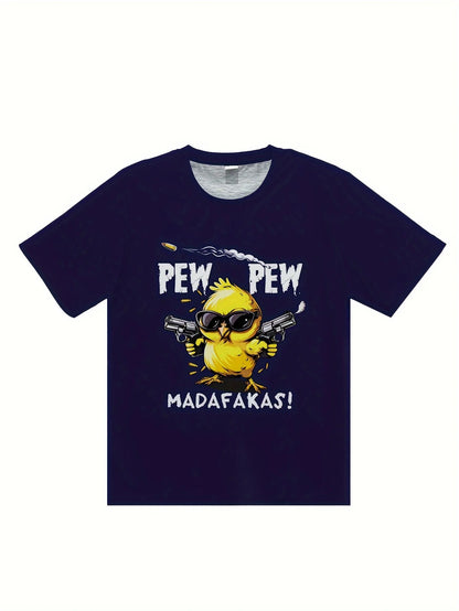 Summer men's 100% pure cotton casual loose oversized cool girl cartoon printed comfortable round neck short sleeved T-shirt top