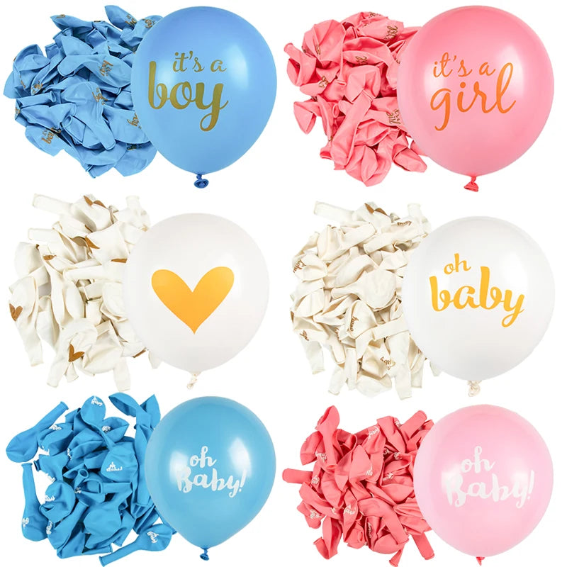 10pcs Oh Baby Printed Latex Balloons It is A Boy Girl Balloon Birthday Party Baby Shower Decoration Boy Girl Gender Reveal decor