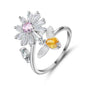 Fidget Spinner Ring Anxiety for Women Multiple Crystal Flower Eye Butterfly Animal Ring Rotate Anti Stress Wedding Jewerly
