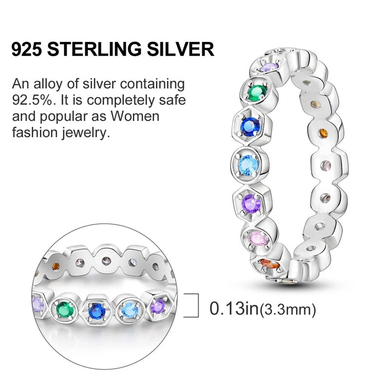 925 Sterling Silver Ring – Colorful Cubic Zirconia Women’s Wedding & Engagement Jewelry