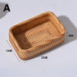 Rectangular Rattan Storage Baskets Handmade Woven Nesting Wicker Baskets for Decor Fruit Tray and Snack Storage Box