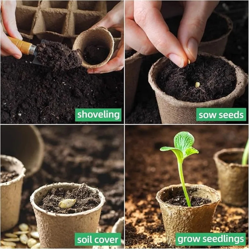 20-200PCS 3.15 Inch Peat Pots for Seedling Outdoor Garden Germination Nursery Pots  Pulp Biodegradable Seed Starter Pots Kits