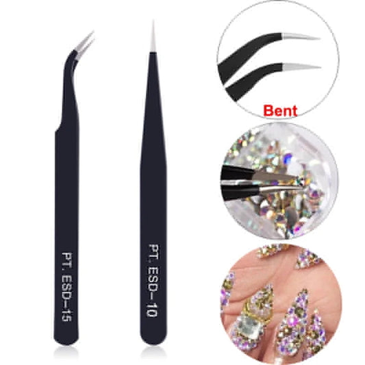 1pcs Stainless Steel Curved Black Tweezer Art Tools