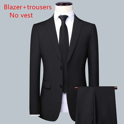 Men's (suit + Vest + Trousers) Solid Color Business Suit 3/2 Business Suit