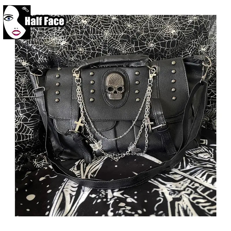 Harajuku Punk Skeleton Chain Bag – Spicy Girls Gothic Lolita One‑Shoulder Crossbody Tote