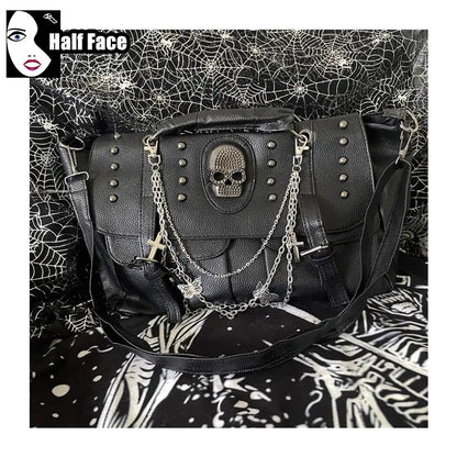 Harajuku Punk Skeleton Chain Bag – Spicy Girls Gothic Lolita One‑Shoulder Crossbody Tote