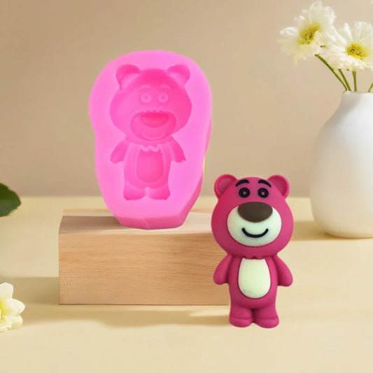 1 piece, single strawberry bear 6-hole strawberry bear silicone mold sugar cake gypsum drip decoration tool
