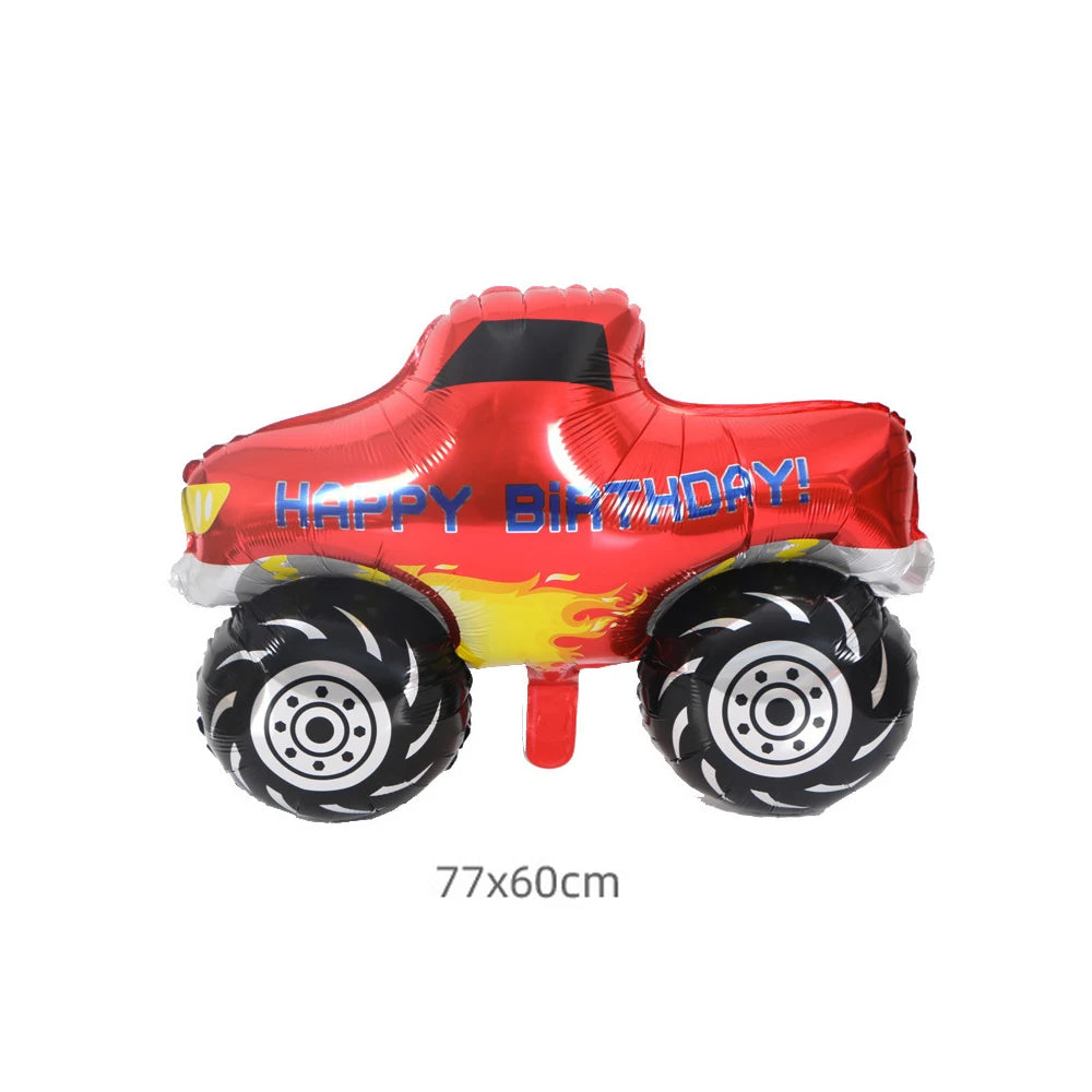 1pc Large Transportation Balloon Racing Balloon Fire Truck Ambulance School Bus Excavator Motorcycle Balloon for Boys Birthday