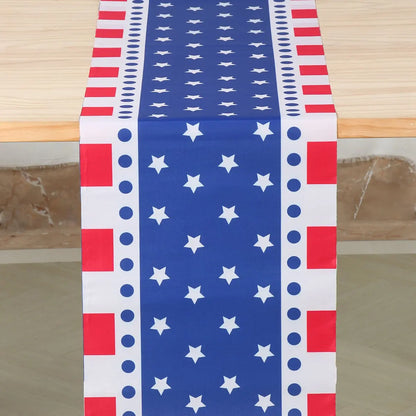 Patriotic Independence Day Linen Table Runner American Flag Heart Star Dwarf 4th of July Table Runner Kitchen Dining Party Decor