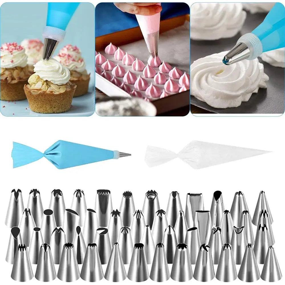 206pcs Decorative Supplies Set, Suitable For Beginners With Steel Pipe Frosting Techniques, Including Cake Wheel Icing Shove