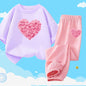 Teens Girls' 2-Piece Fashion Outfit: Princess Short Sleeve T-Shirt and Long Pants Tracksuit Set
