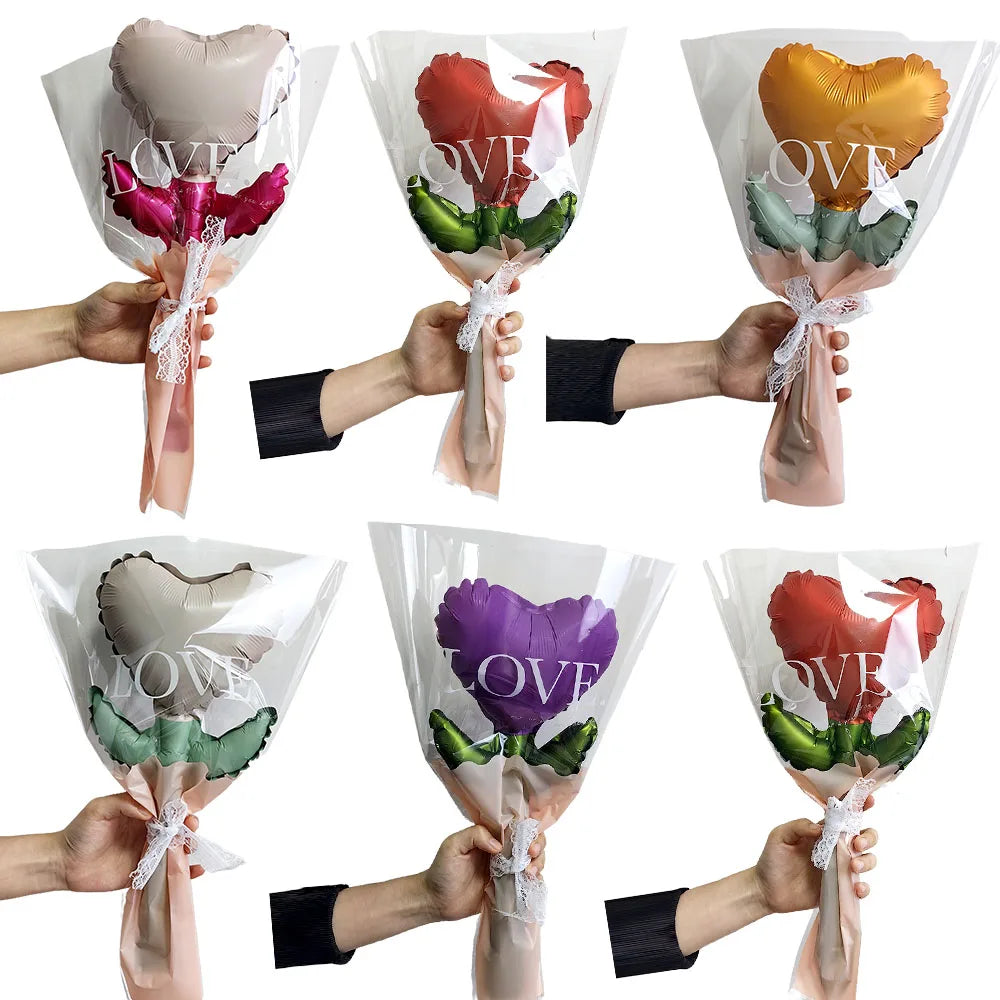 0/30/50pcs Mini Love Flower Balloons – Bouquet‑Style Heart Balloons for Valentine’s Day, Mother’s Day & Wedding DIY Decor