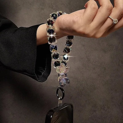 Shinning Bracelet Crystal Acrylic Butterfly Phone Charms Hanging Wrist Strap Mobile Phone Lanyard