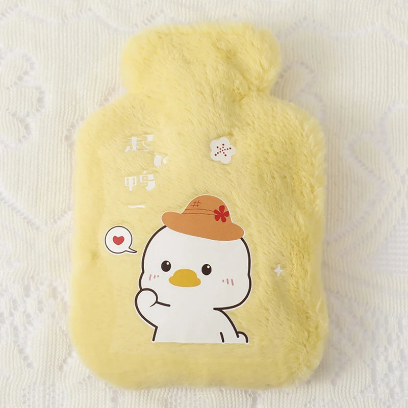 Cute Cartoon Plush Hot Water Bottle: Rabbit and Bear Designs, Velvet, Portable Hand Warmer for Women/Men