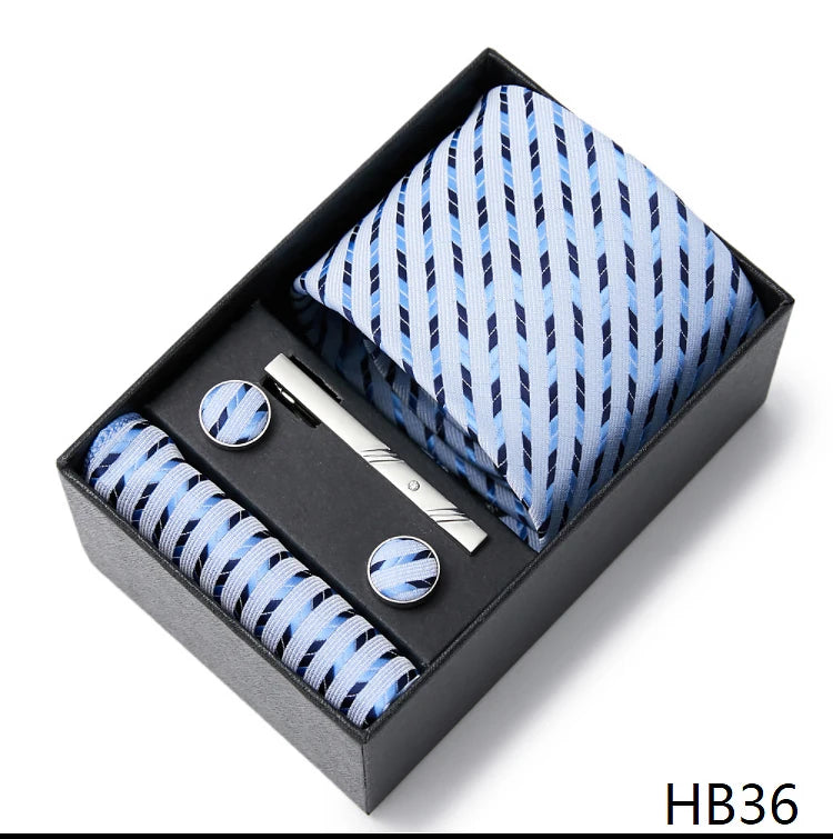 Men's  Tie Pocket Squares Necktie Box Set