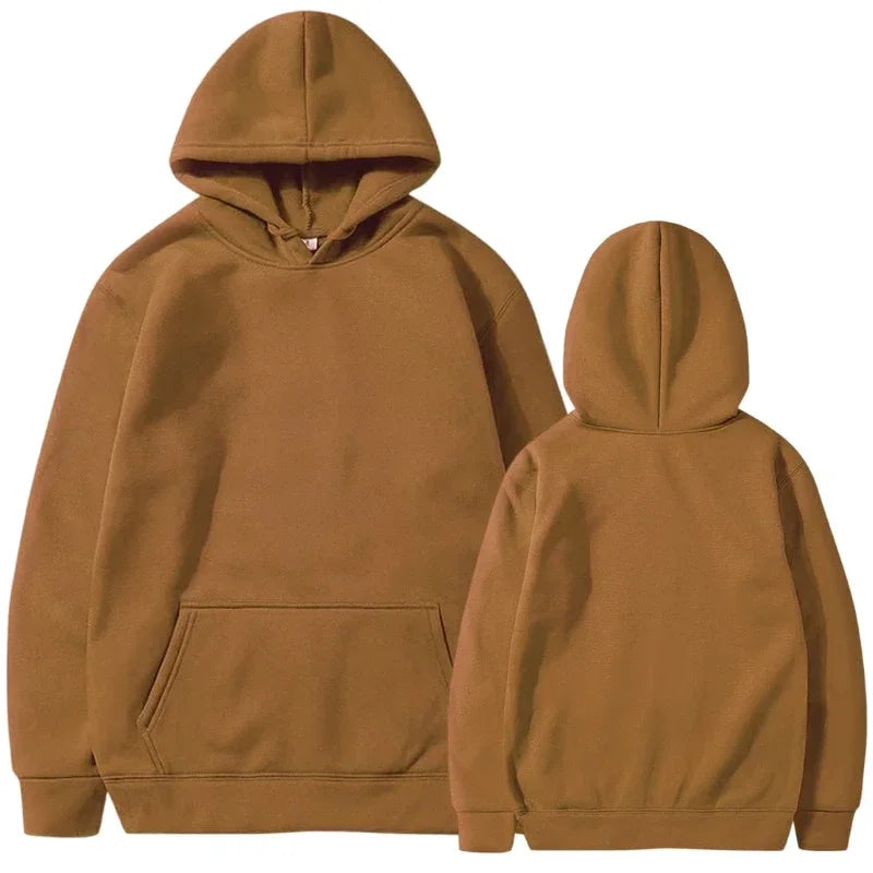 Men's and Women's Solid Color Pocket Pullover Hoodies