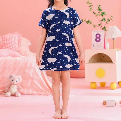 1/2 Piece Summer Children's Dress Girl Sweet And Lovely Casual Fashion Dress Comfortable And Versatile Knee-length Home Dress