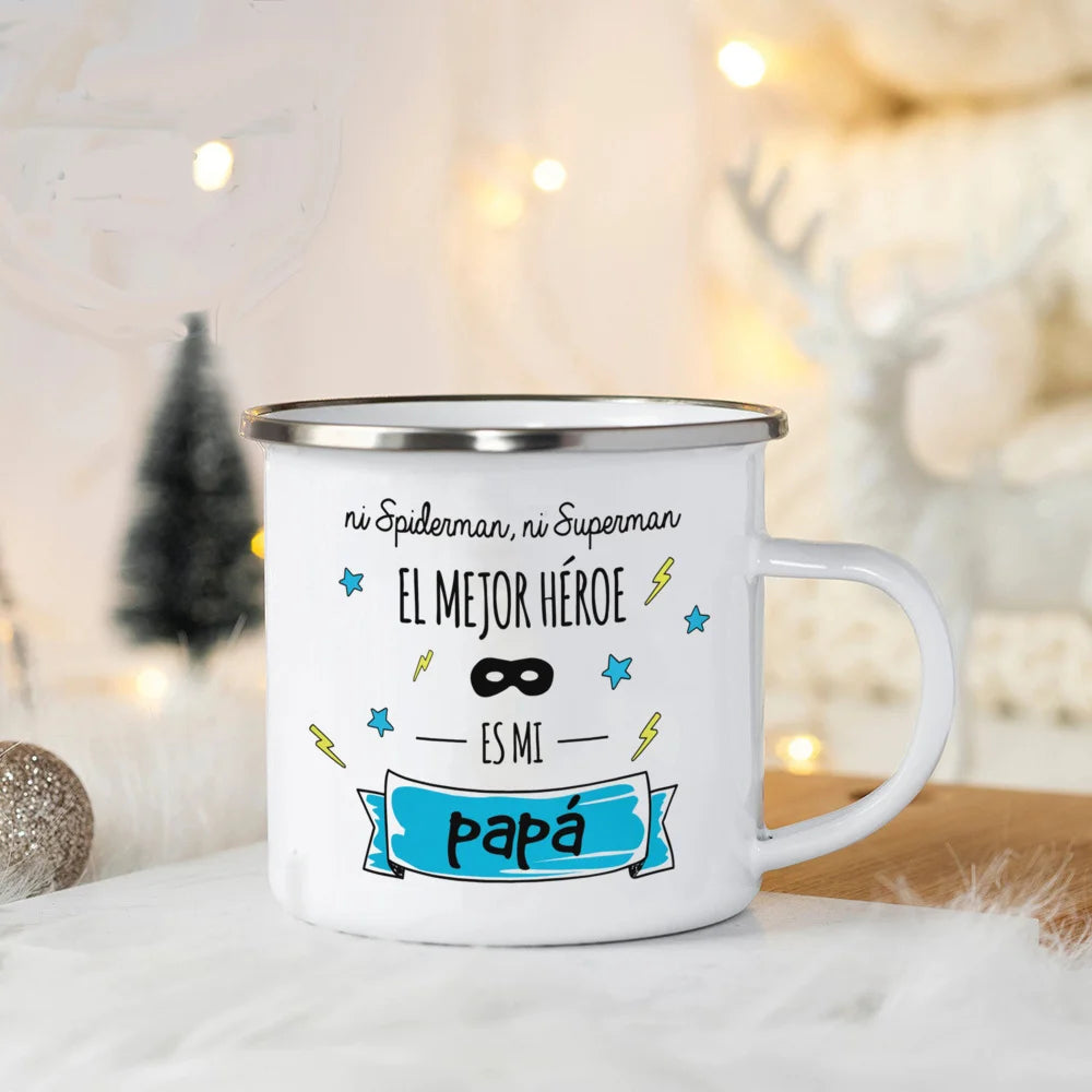World's Best Dad and Mom Print Coffee Mug Unique Fathers Day Gift and Mothers Day Gifts Drink Wine Juice Tea  Enamel Mug Present