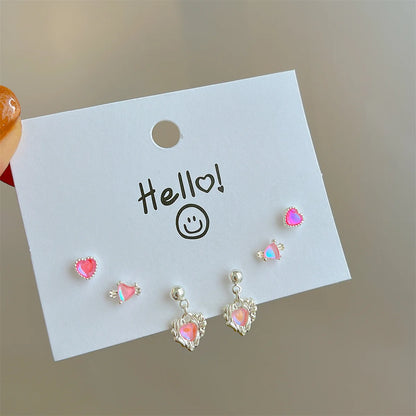 Pink Heart Stud Earrings f