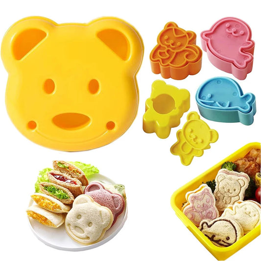 Sandwich Cutter Set for Kids Children DIY Cute Animals Bread Toast Making Molds Mini Bear Sandwich Maker Baking Tools