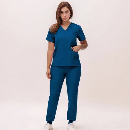 Stretchy Nurse Uniforms V-neck Top Jogger Pants Scrub Sets Surgical Workwear Dentist Nursing Suit Hospital Doctor Outfit S21