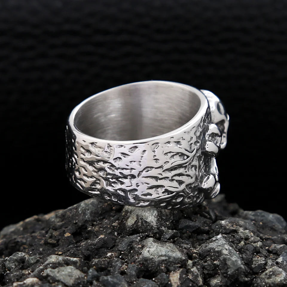 Punk Vintage Stainless Steel Crossbones Pirate Skull Ring For Men Boys Biker Hip Hop High Quality Fashion Jewelry Gift Wholesale