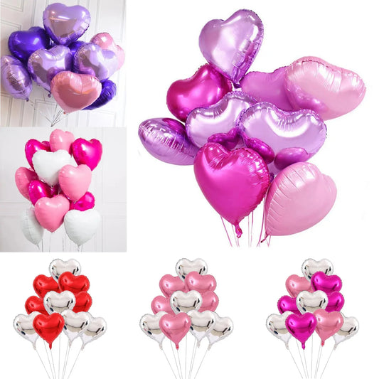 10pcs 18inch Rose Gold Red Pink Love Foil Heart Helium Balloons Wedding Birthday Party Balloons Valentine's Day Globos Supplies