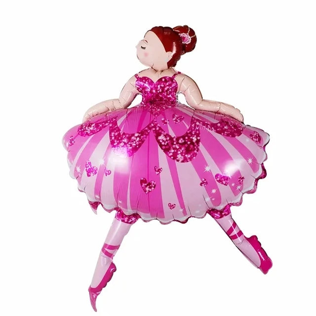 Dancing big pink purple Ballerina Ballet Dancer Girls Foil Helium Balloons Girl's Happy Birthday Party Decorations Supplies toy