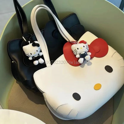 Sanrio Hello Kitty Shoulder Bags Cute Cartoon Bow Large Capacity PU Handbag Bag