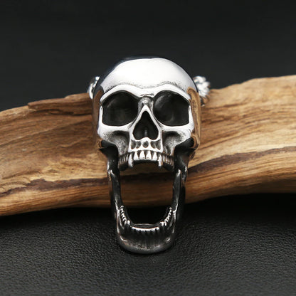 Gothic Vintage Stainless Steel Skull Pendant Necklace For Men Women Punk Skull Bottle Opener Necklace Biker Jewelry Accessories