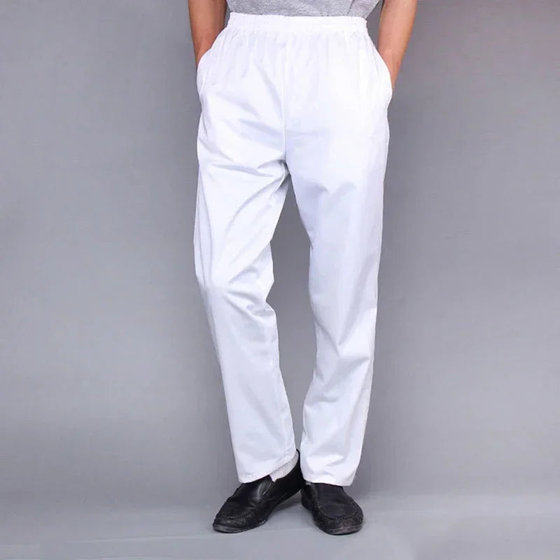 Chef Pants Men Restaurant Kitchen Work Pants Unisex Elastic Cook Workwear Chili Cutlery Kitchenware Breakfast Working Pants