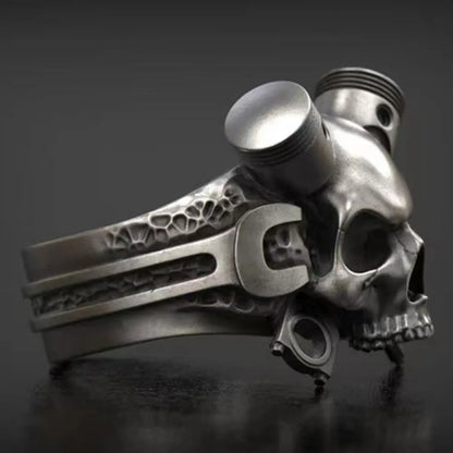 Hip-hop Retro New Simple Steampunk Heavy Skull Ring Gothic Wrench Screw Skull Ring Men and Women Rock Street Party Accessories