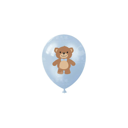 15pcs Teddy Bear Theme Party 12inch Blue Brown Golden Balloons Little Bear Pattern Latex Balloon Valentine's Day Birthday Decor
