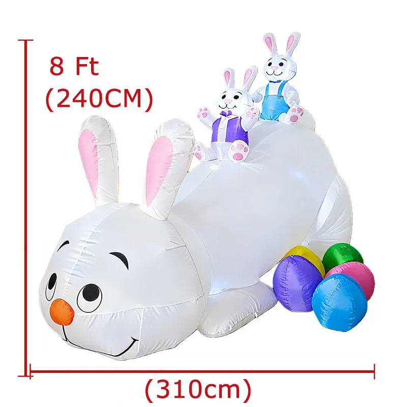 Easter Inflatable Outdoor Toys Easter Bunny Family Eggs Carrot with Build-in LEDs Blow Up Decorations for Party Yard Garden Lawn