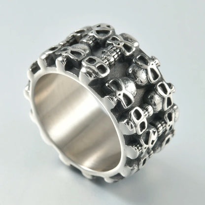 1PC Stainless Steel Vintage Punk Skull Cross Eagle Mens Ring Finger Jewelry Hip Hop Rock Culture Ring Unisex Male Party Ring