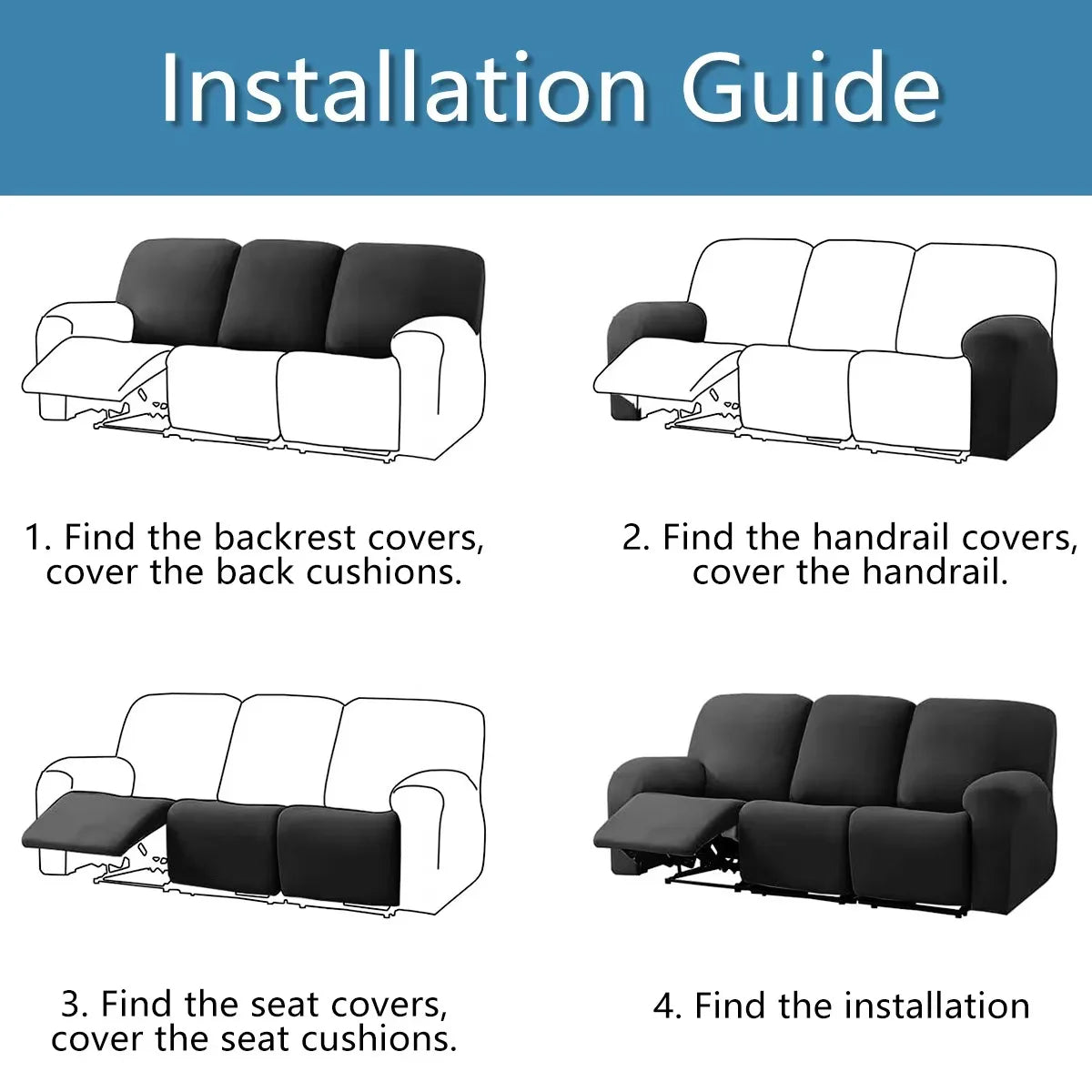 Recliner & Sofa Slipcovers – Non‑Slip Furniture Protector for Living Room