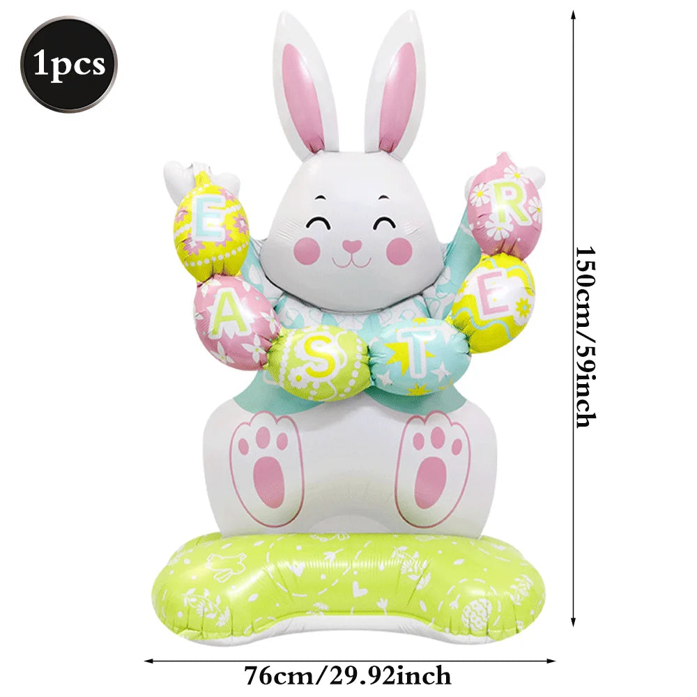 3D Standing Easter Foil Balloon Giant Rabbit Carrot Chick Egg Balloons Easter Party Decoration Kids Gift Air Filled Garden Decor