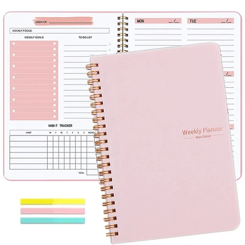 Weekly Undated Spiral Binding Notebook Agenda Planner A5