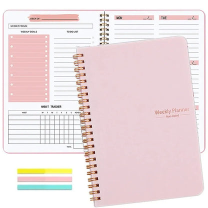 Weekly Undated Spiral Binding Notebook Agenda Planner A5