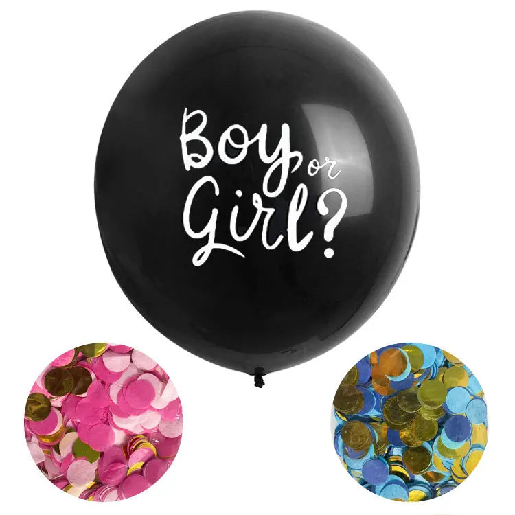 1 Set Giant Boy Or Girl Gender Reveal Black Latex Baby Shower Confetti Ballons