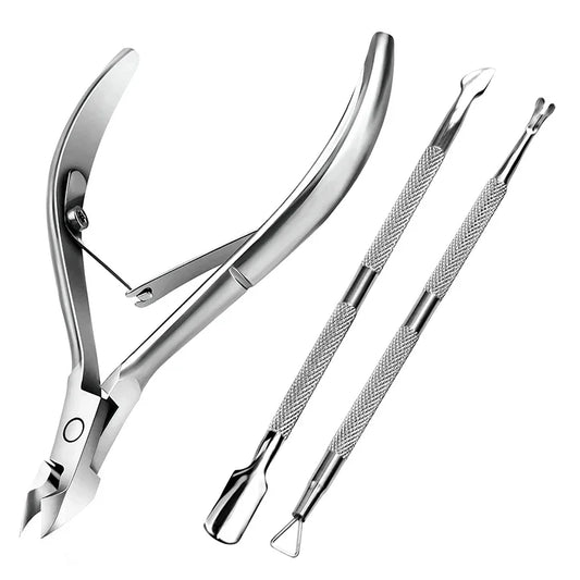 Manicure Tool Set - Cuticle Skin Scissors/ Steel Pusher/ Nail Polish Remover