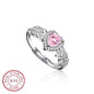925 Sterling Silver Ring Pink Heart-shaped zirco luxury Opening Adjustable For Women Wedding Fine Jewelry Accessories Party Gift