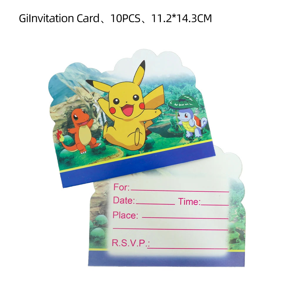 Pokémon birthday party decoration Balloon Disposable Tableware Tablecloth Straws Cup Plates Baby Shower Supplies