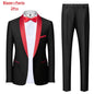 Men's Solid Color Suit Jacket Blazer Waistcoat Vest Pants Set M-6XL